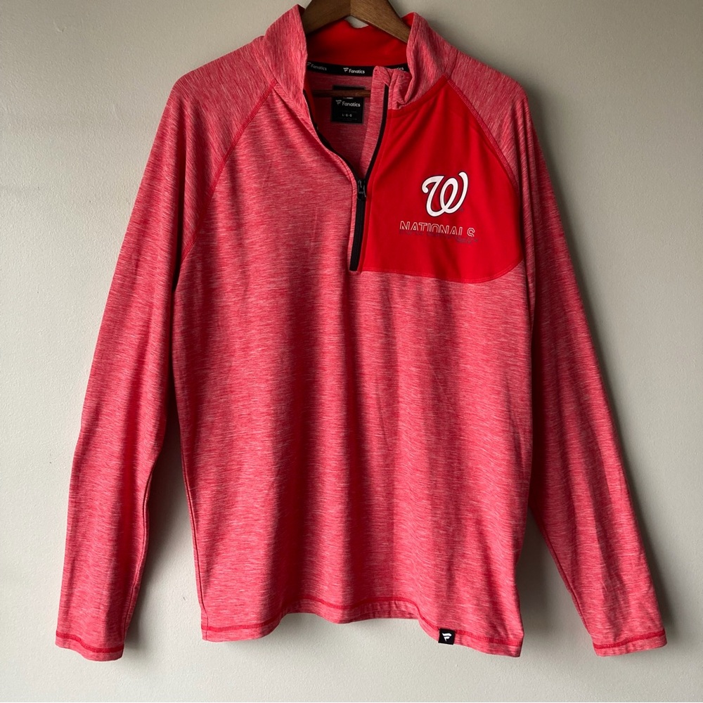 Fanatics Washington Nationals MLB Red Space Dye Quarter Zip Pullover Mens Large